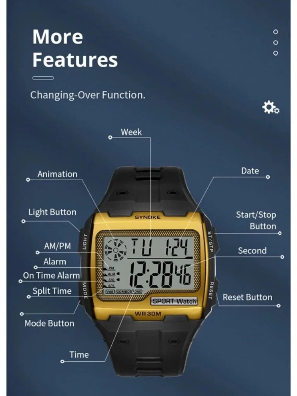 Men Waterproof Wrist Watch Sports Watch Digital Large LED Screen Watch Xmas Gift